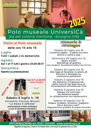 Estate 2025 al polo museale universicà di druogno
